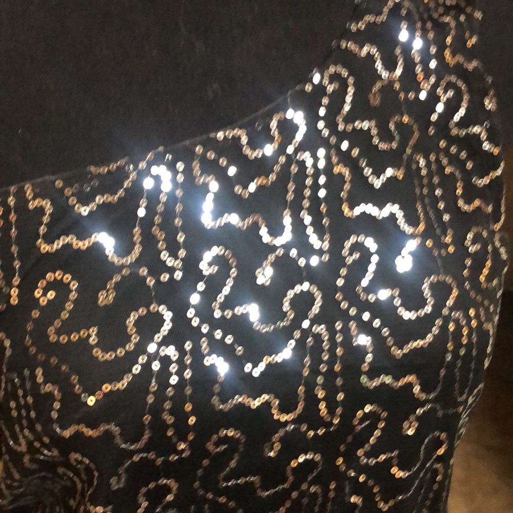 Off shoulder sequin dress w/bandage skirt